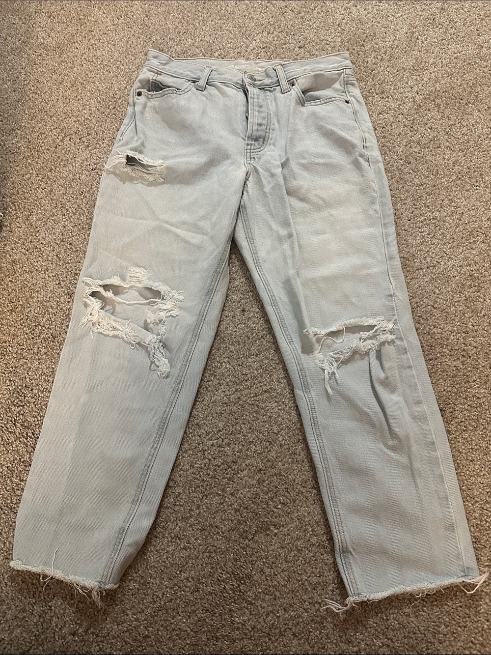 Old Navy Light Wash Distressed Straight Leg Jeans